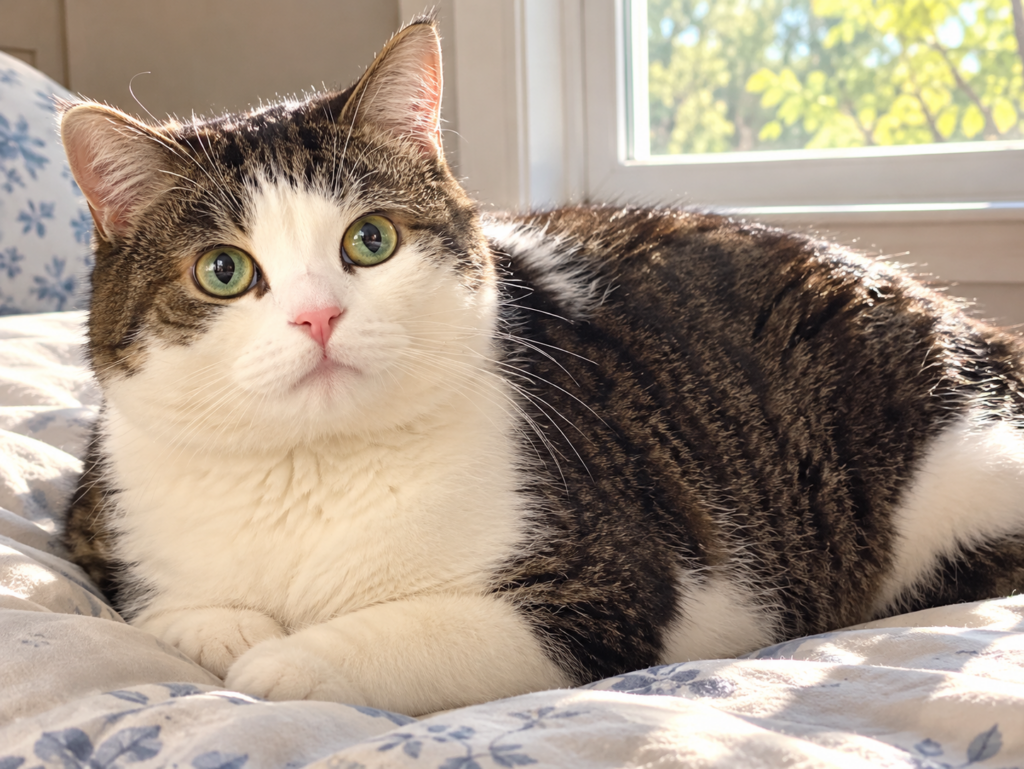 Memorial portrait for a 16-year-old cat named Lucky, representing pet memorial tribute services.